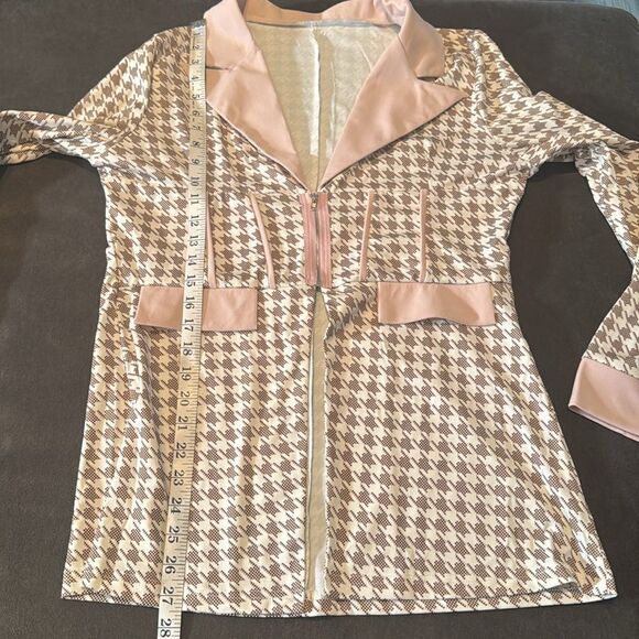 Long Sleeve 2 Piece Houndstooth BodyCon Pantsuit Jacket & Pants Set *Size L READ - Picture 6 of 16